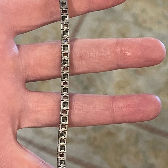 Vintage Multi Gemstone Sterling silver 925 Box chain tennis bracelet DBJ - Picture 5 of 12